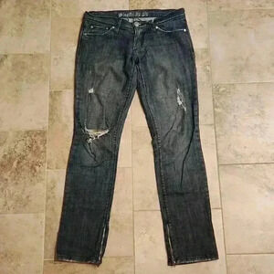 Plastic by Gly Distressed Slim Straight Leg Jeans